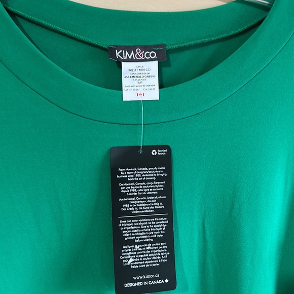 NWT KIM&CO EMERALD GREEN 3/4 SLEEVES SWING DRESS IN SIZE SMALL - Picture 5 of 7